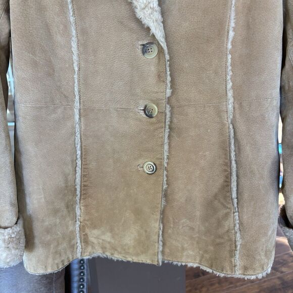 Barn Coat Women M Leather Suede & Fleece Shearling Lined Boho Vntg St Johns Bay - Picture 9 of 15